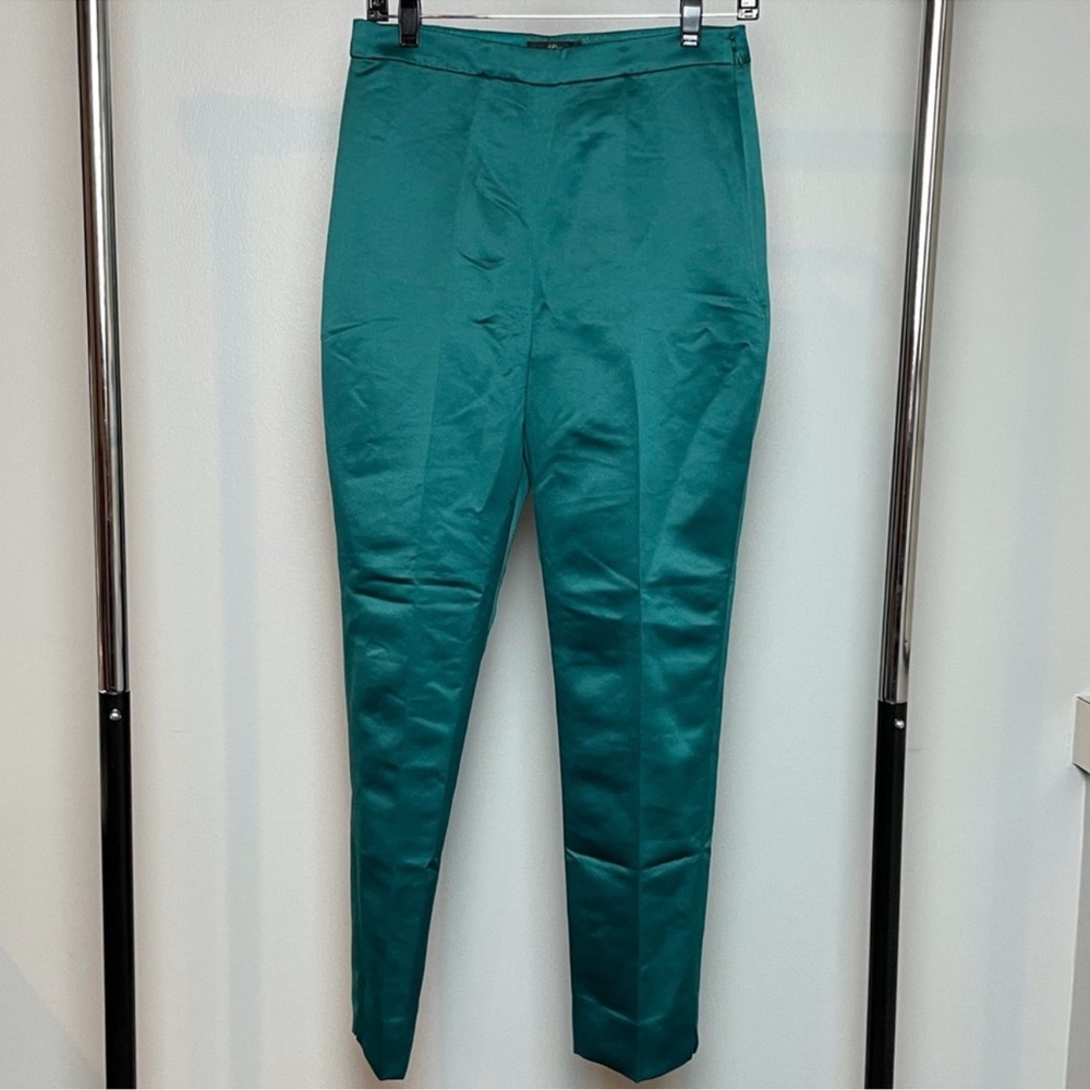 J.Crew High Rise Cigarette in Spicy Jade Green Satin Side Zip Pant 8T
